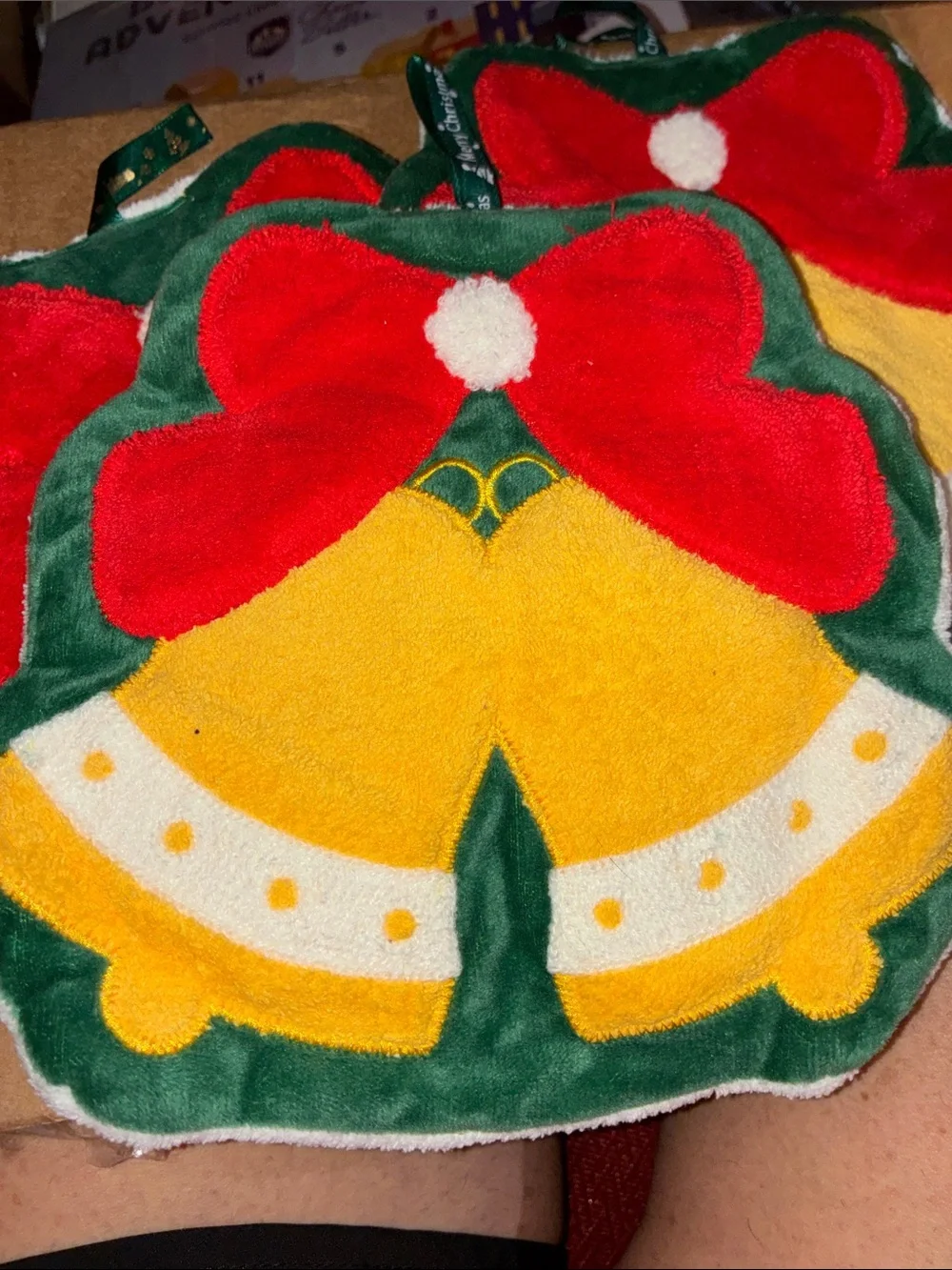 Holiday Bell Potholder Set of 3 - Red, Green & Yellow